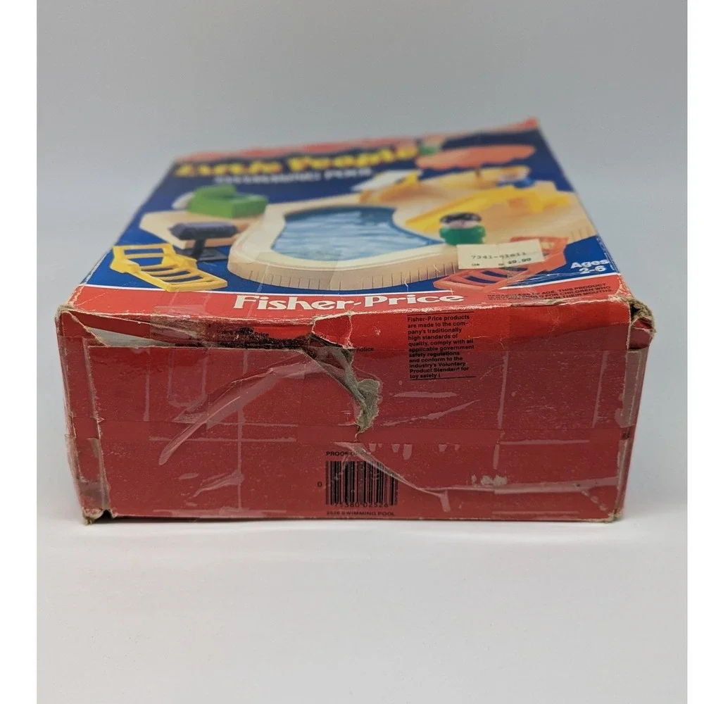 Fisher-Price Little People Swimming Pool 2526 Vintage 1986 Tan Blue Base Box